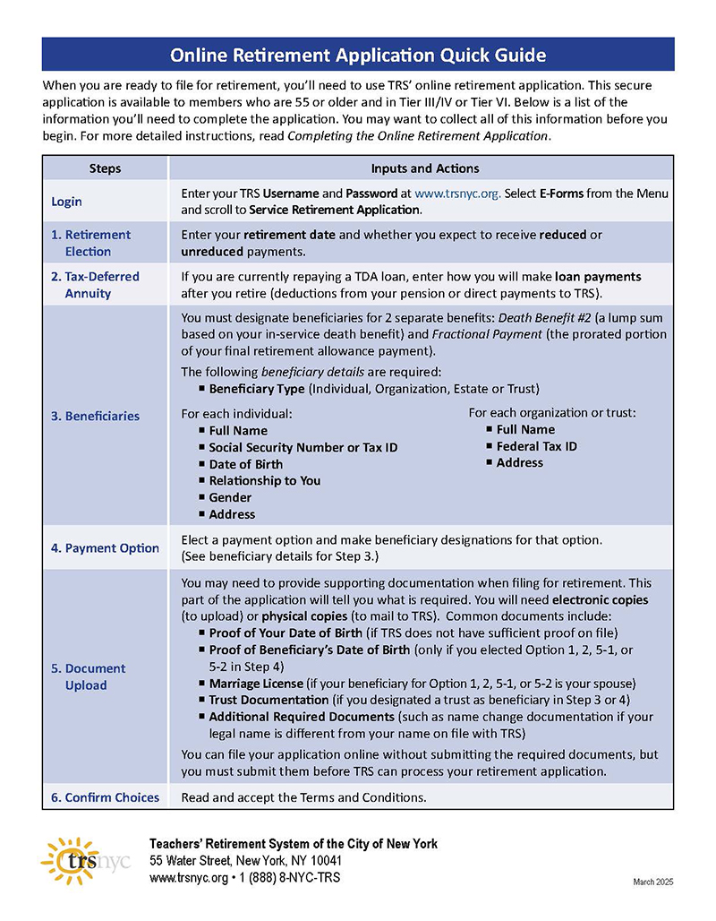 Link to the Online Retirement Application Quick Guide PDF file